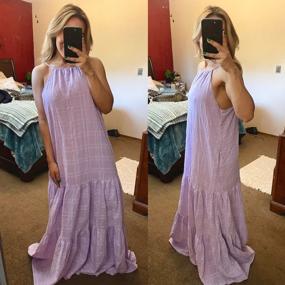 Young Fabulous & Broke Dresses & Skirts - Young Fabulous & Broke | Lavender Checkered Tier Maxi Dress Size: Small